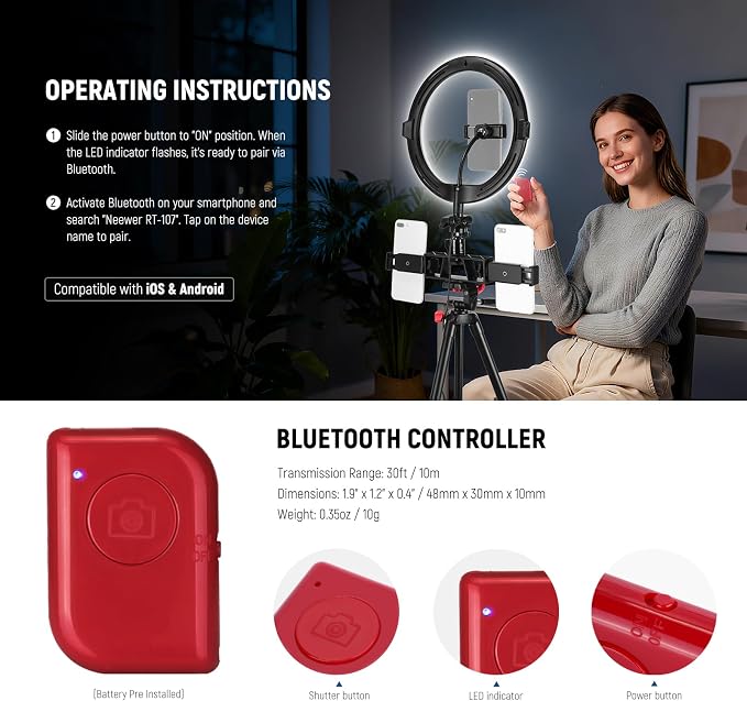 NEEWER Basics 10" Selfie Ring Light