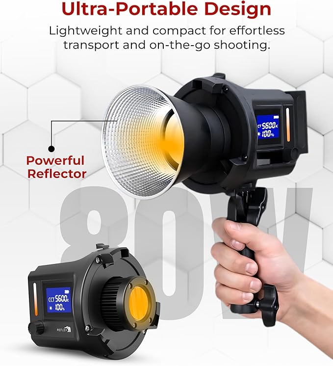 REFLEX CAMERA Professional 80W Handheld LED Photography Light – Portable Studio