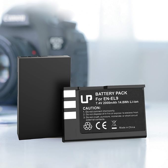 EN-EL9 EN EL9a Battery Pack, LP 2-Pack 2000mAh Rechargeable Li-Ion Battery Set