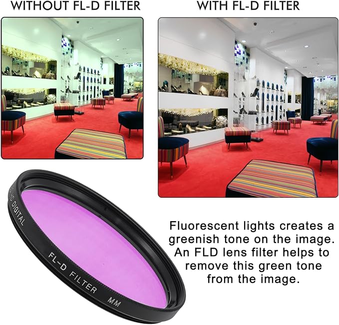 52MM Lens Filter Kit Bundle Pro, Includes CPL, FL-D Universal
