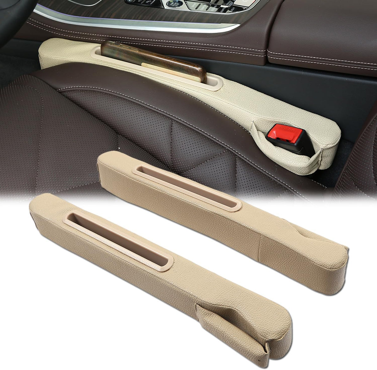 Car Seat Gap Filler 2 Pack,Car Seat Gap Filler Organizer,Car Seat Gap Plug with Storage Slot,3 in 1 Car Seat Gap Filler,Prevent Small Items from Falling(Black)