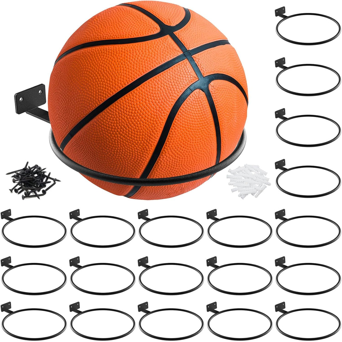 Skiennix Basketball Holder Wall Mount - Universal Metal Display Rack for Soccer, Volleyball & Football