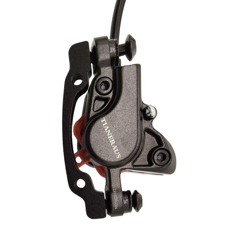 Tianeraus Mountain Bike Hydraulic Brake and Lever - Left Front 850mm Adapter Aluminum Alloy Hydraulic Bike Brakes, is/PM Adapter, Resin Pads, Black (is/PM)
