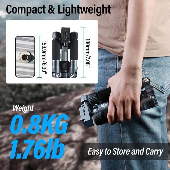 SIRUI Compact Mini Desktop Tripod, Loaded up to 17.64lbs, Phone Holder Included