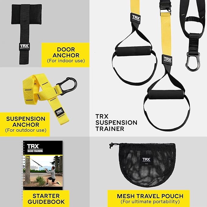 TRX All-In-One Home Gym System – Complete Suspension Training Kit for Strength Training, HIIT & Full-Body Workouts at Home or Outdoors, Includes Indoor & Outdoor Anchors