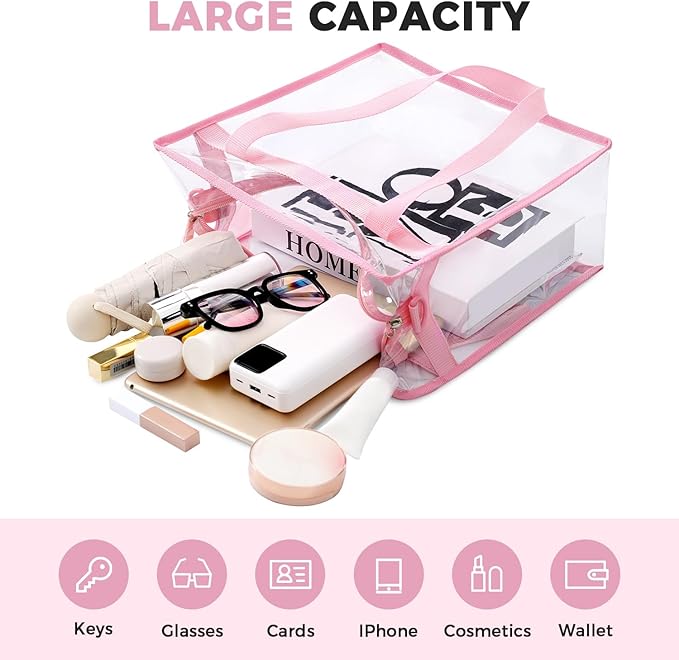 BAGAIL Clear Bags 12x6x12 Stadium Approved Clear Tote Bag