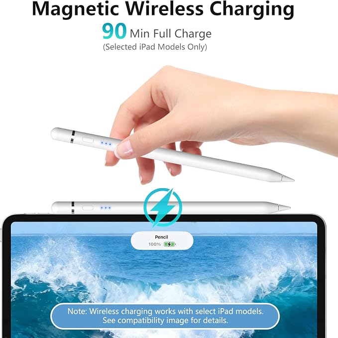 【2Pack】 Stylus Pen for Apple iPad 2018–2026, Magnetic Charging iPad Pencil 2nd
