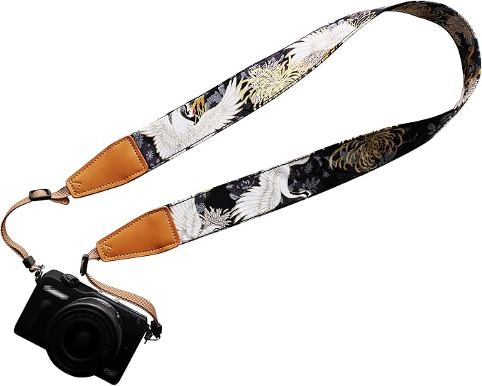 Original Design Personalized Adjustable Camera Strap Chrysanthemum & Crane in