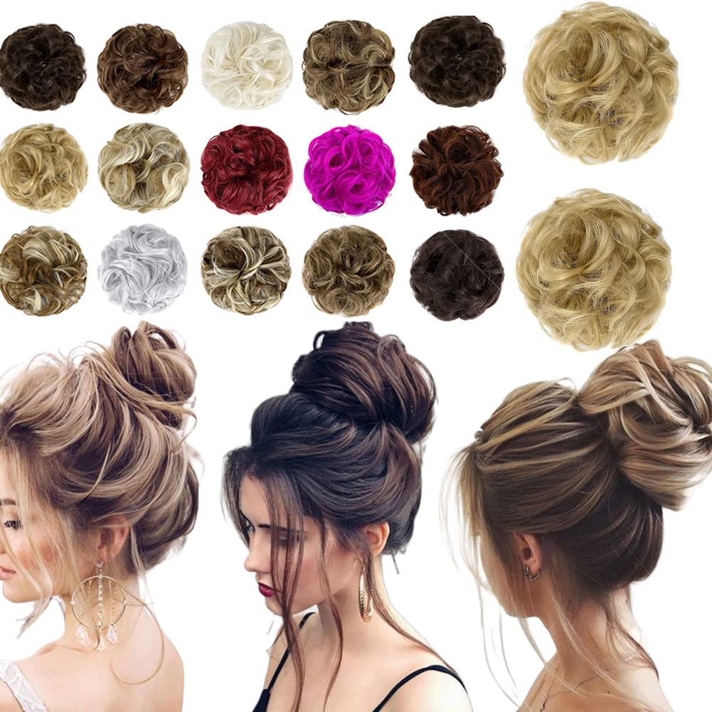 Qunlinta Messy Hair Bun Thick Updo Scrunchies Ponytail Extension Hair Extensions Hair Pieces For Women Light Auburn