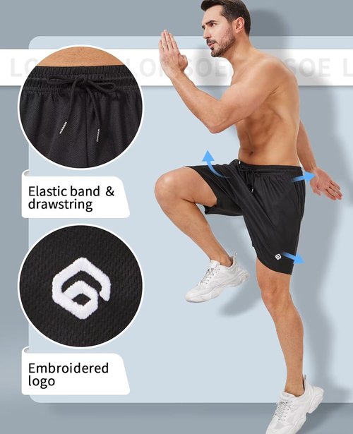 Lomsoe 5-Pack Gym Shorts for Men - Quick-Dry Lightweight Athletic Running Shorts with Pockets