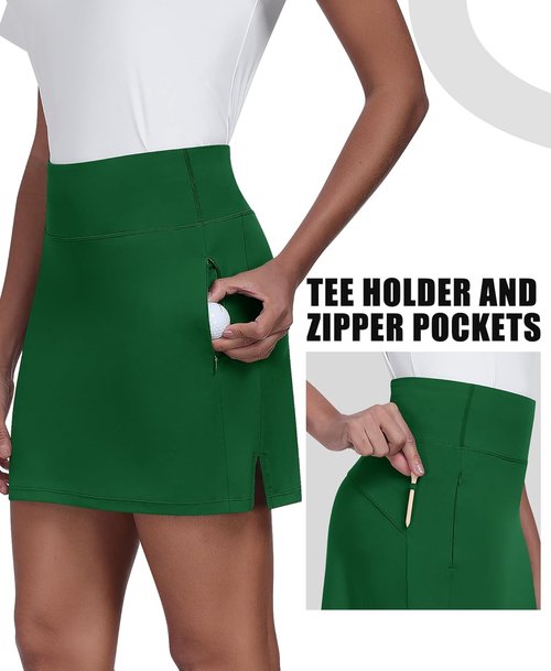 JoyGirl 16" Women's Golf Skirts - High Waisted Athletic Skorts with Zipper Pockets | Tennis Style