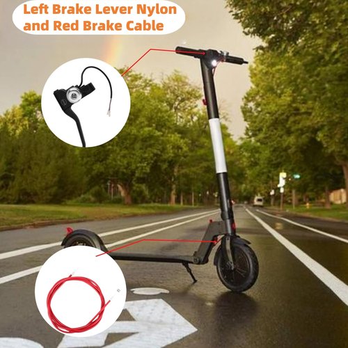 Haokixin Left Brake Lever Nylon and Red Brake Cable Fits for GOTRAX GXL V2 Electric Scooters Parts, Scooter Brake Lever Handle Accessories, Black, with Bell
