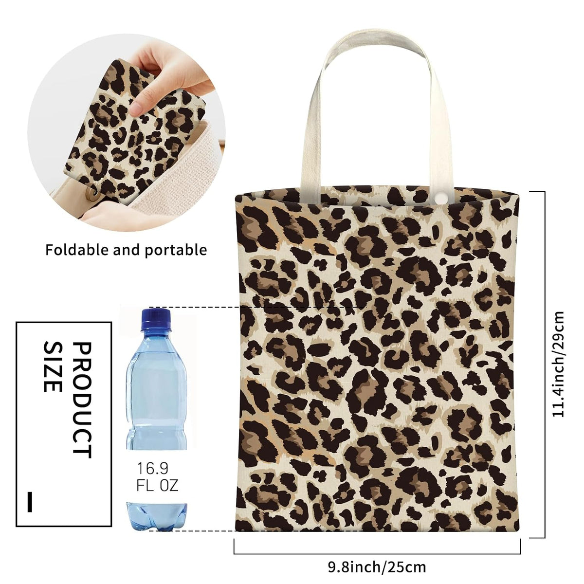 Cute Car Trash Can, Hanging Canvas Car Back Seat Organizer and Storage Bag, Funny Car Trash Bag For Travelling, Outdoor Classic Leopard Print