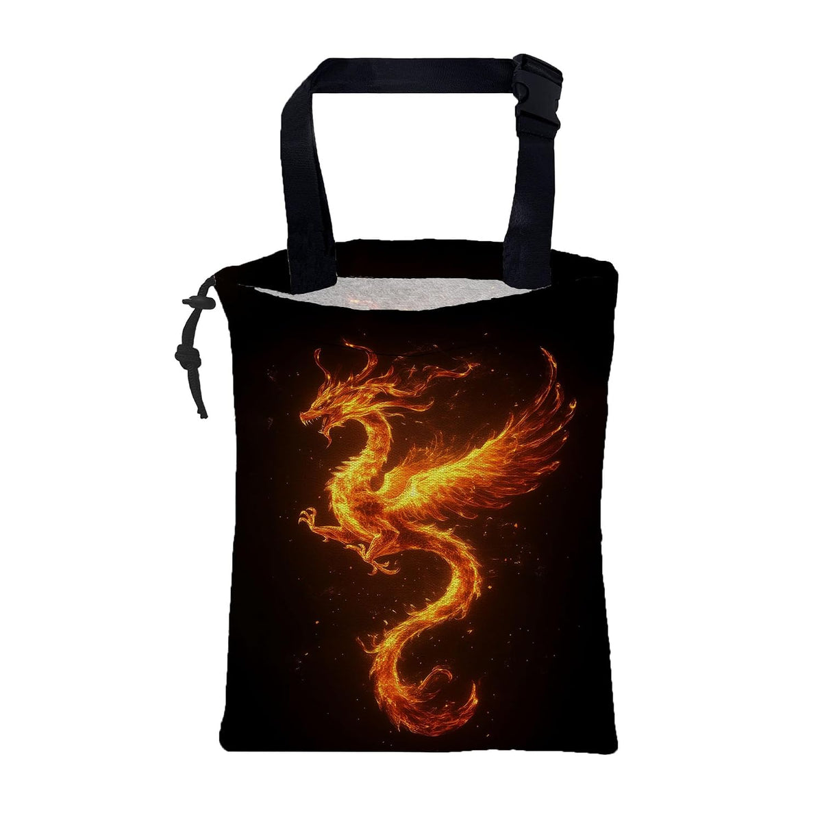 Car Trash Bag Dragon Fire Leak-Proof Car Garbage Bag with Drawstring Foldable Canvas Trash Bin with Adjustable Buckle for Car Accessories, Travelling, Camping