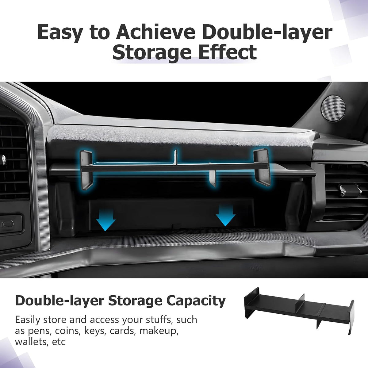LUWU Glove Box Organizer Compatible with 2021-2025 2026 Ford F150 Accessories Passenger Side Storage Divider Partition Insert Box Glove Storage Compartment Organizer Tray ABS Materials