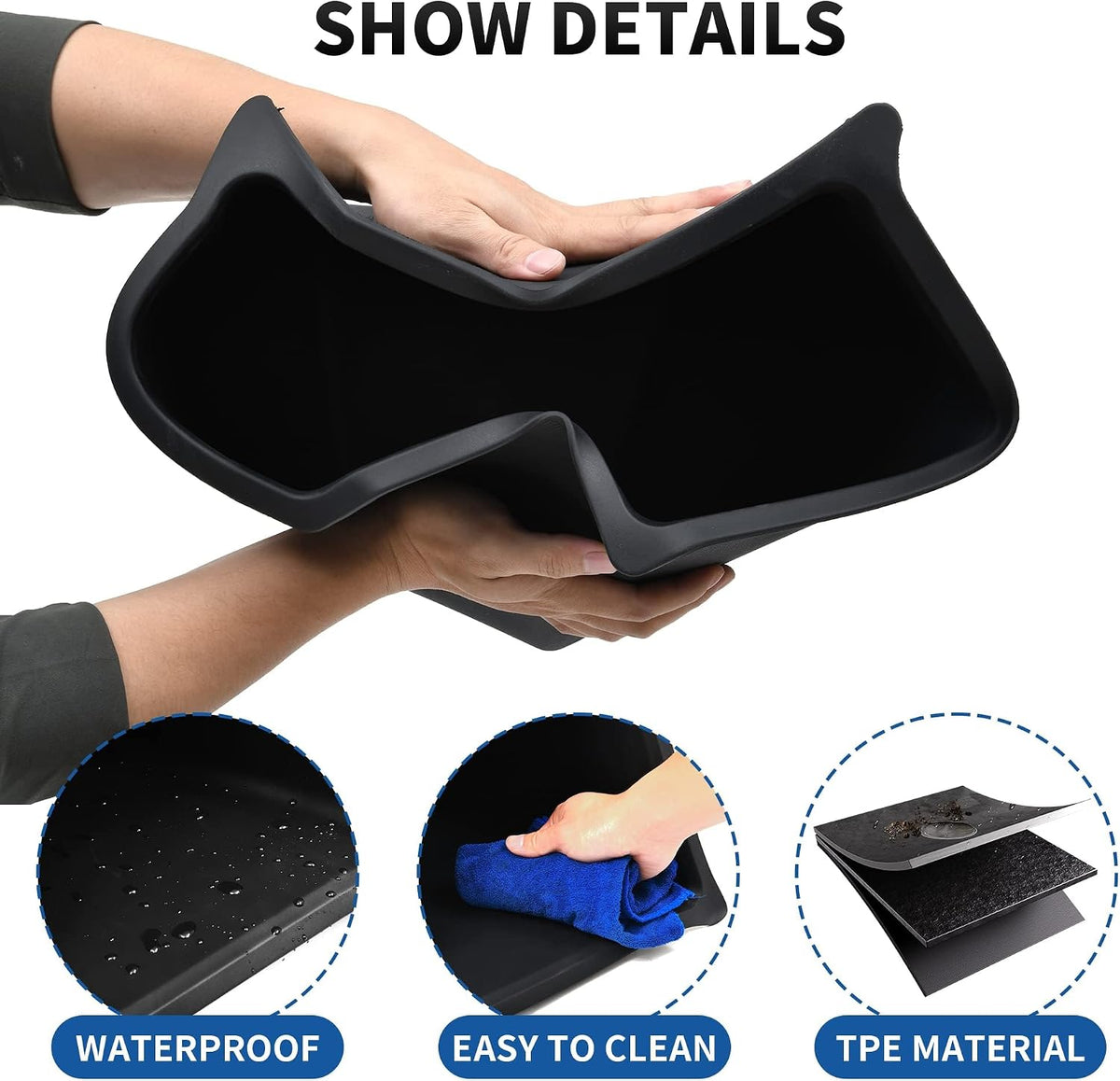 oEdRo 2022 2023 Tesla Model Y Trunk Storage Bins for 5-Seater, Rear Trunk Organizer Side Storage Boxs with Lids, ABS Waterproof Odorless Protector Packets Accessories