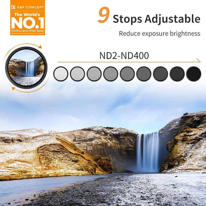 K&F CONCEPT 43mm Variable ND2-ND400 ND Lens Filter