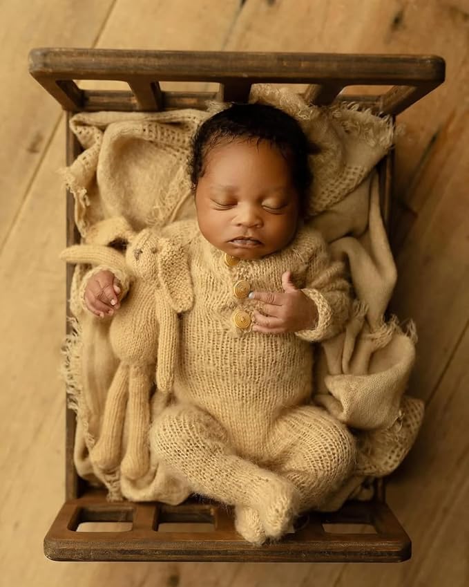 Newborn Photography Props Bed Prop Brown – Rustic Mini Wooden Bed
