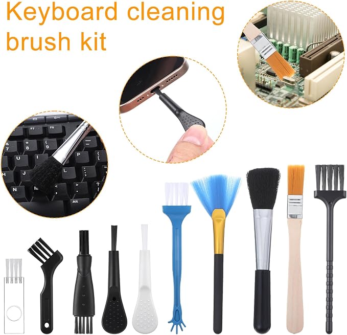 Bewudy 10 PCS Mini Keyboard Cleaning Brushes Kit, Anti-Static Electronic Dust