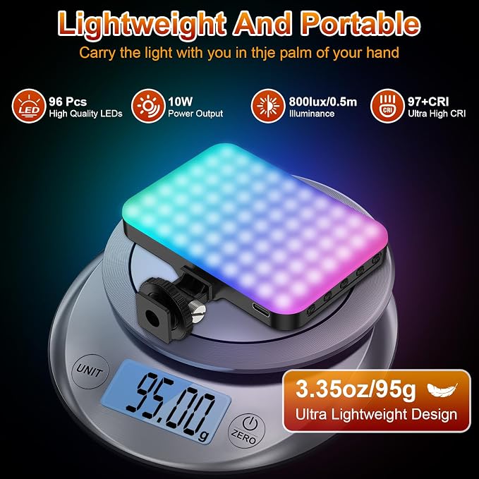 Hagibis RGB Video Light, 360° Full Color Selfie Light LED Camera Light