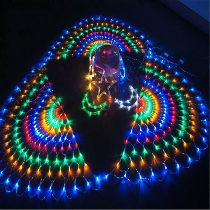 Colorful LED Fairy Mesh Net Lights Curtain Light, 9.84ftx6.56ft, 204 String LEDs, 8 Modes Decorative Xmas Tree Lighting for Thanksgiving, Christmas, Holiday, Party, Event, Multicolor