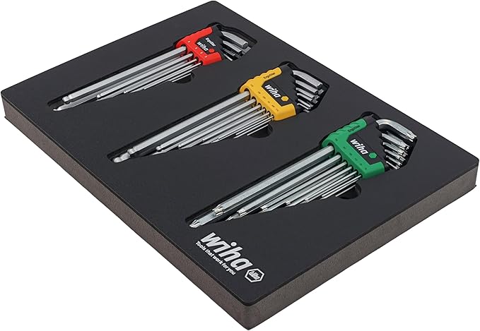 Wiha 66979 35 Piece ErgoStar L-Key Tray Set - Hex Metric, Hex SAE, Torx