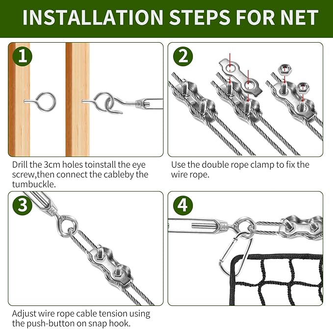 NQB Golf Practice Net with Steel Hanging Kit & Nylon Rope, Hitting Net for Multiple Sports