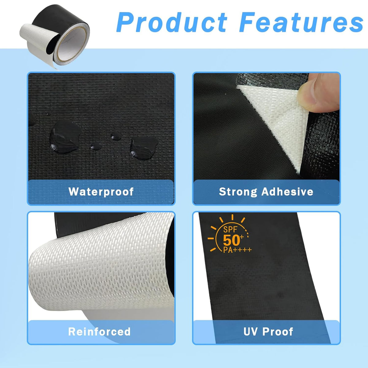RV Awning Repair Tape - Heavy Duty Waterproof Fabric Repair Kit | UV Proof for Canvas, Tarp & Tent (3in x 25ft)