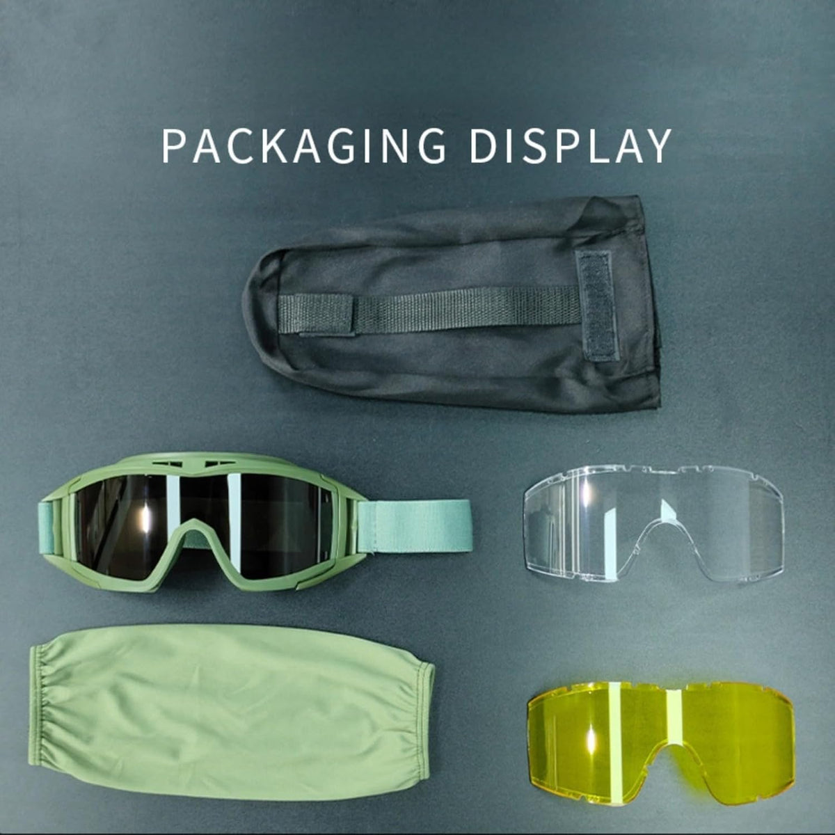 Skiennix Tactical Military Goggles - 3 Interchangeable Lenses for Wind & Dust Protection | Ideal for Airsoft & Cycling