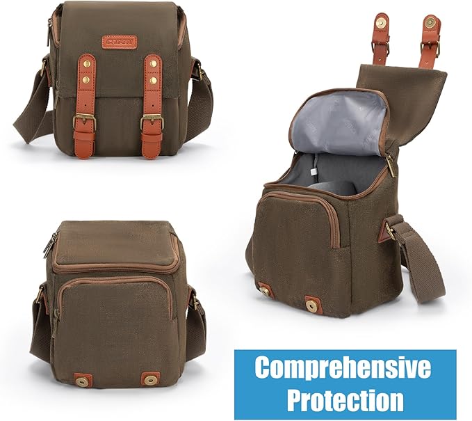 CADeN Compact Camera Bag Case Canvas Leather Trim Compatible
