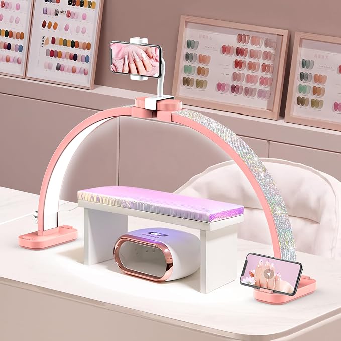 LIONVISON Half Moon Light for Nail Tech: 31 inch Lash LED Lamp - 48W Foldable