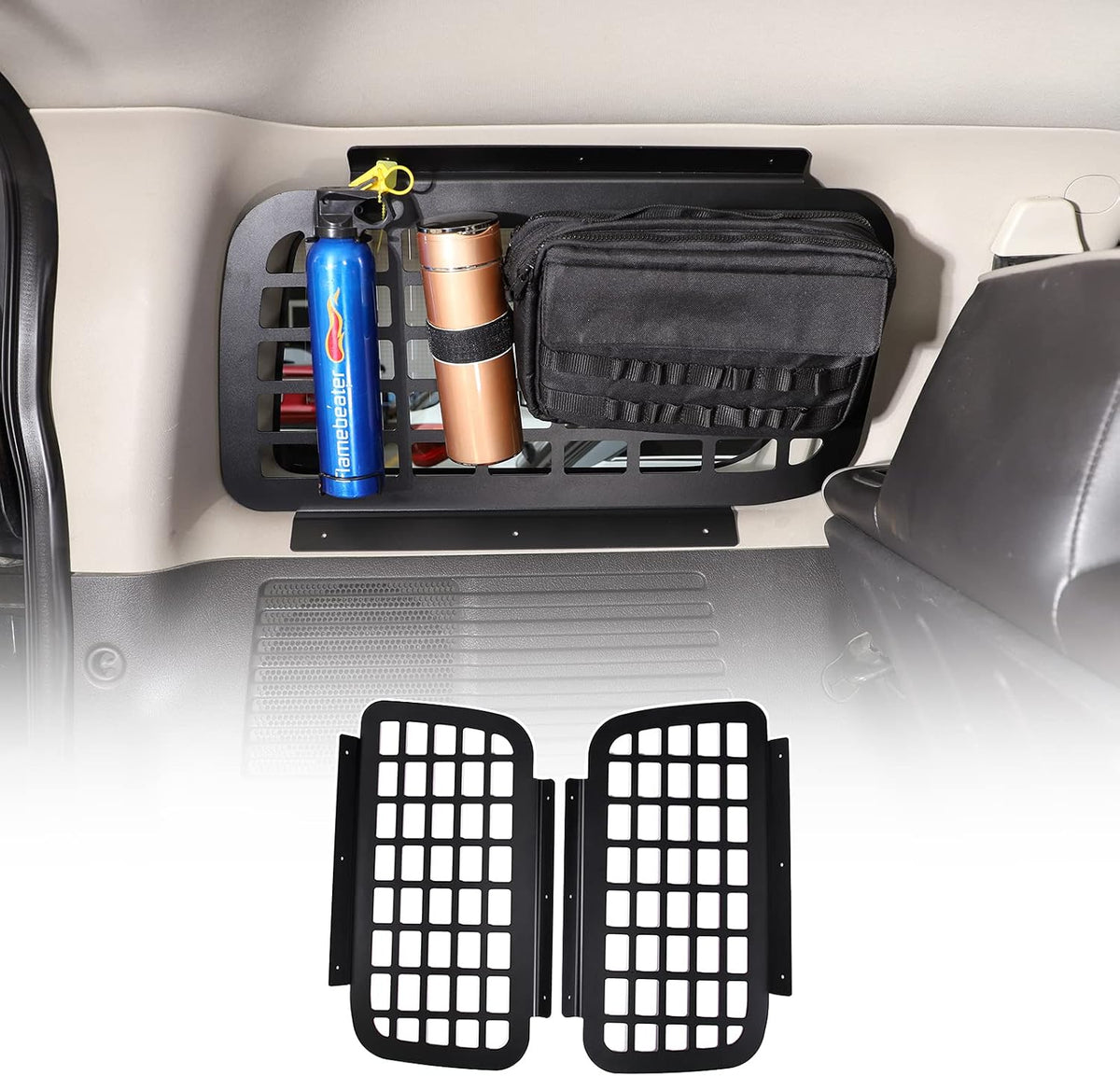 Rear Window Molle Panel for Hummer H3 2005-2009 Modular Storage Panel System Rear Window Storage Panel Kit Rear Trunk Side Window Shelf Debris Rack Trunk Storage Panel Interior Luggage Storage Carrie