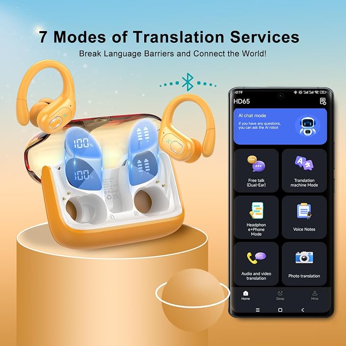 AI Translation Earbuds Real Time, 164 Language Translator Earbud 3-in-1