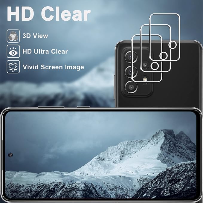 Galaxy A52 5G Screen Protector + Camera Lens Protector, 9H Tempered Glass Film