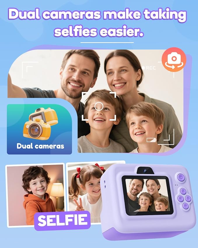 Instant Print Camera for Kids, 2.4 Inch Screen Kids Instant Cameras, Christmas
