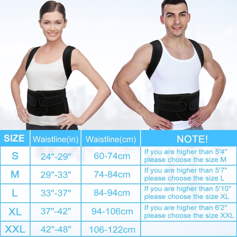 PAZAPO Posture Corrector for Men&Women - Back Brace for Lumbar Support and Upright - Breathable Back Straightener Back,(Medium(29-33 Inches))