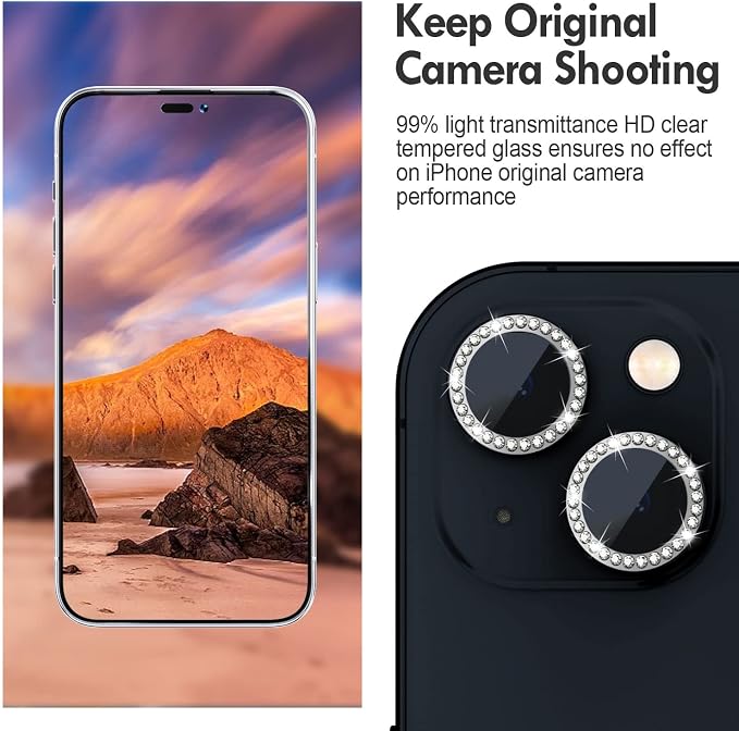 for iPhone 14 / iPhone 14 Plus Camera Lens Protector Bling, 9H Hardness
