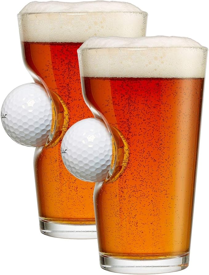 BenShot Golf Ball Pint Glass - 16oz | Made in the USA [Set of 2]
