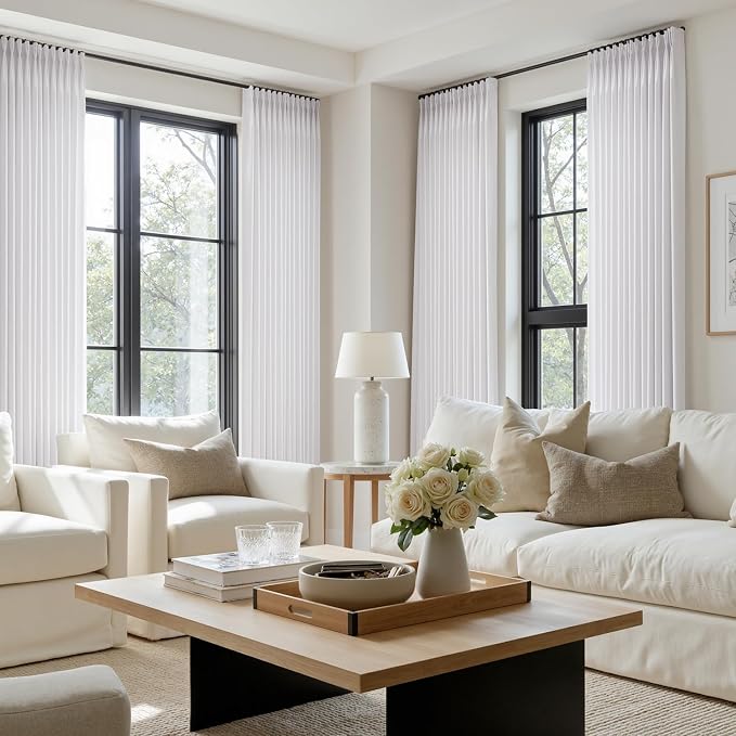 Memory Trained Pinch Pleated Curtains 84 Inches Long, Viral Linen Pinch Pleat