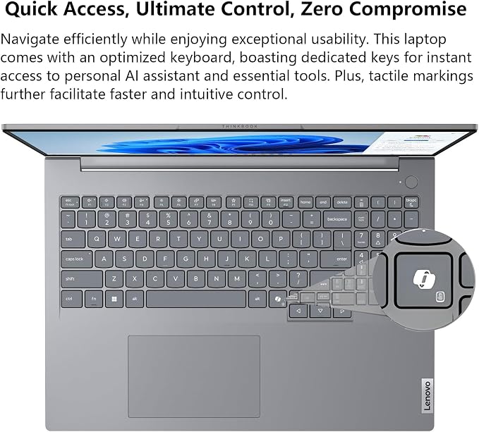 Lenovo ThinkBook 16 Gen 8 Laptop, Intel Core Ultra 7, 64GB DDR5, 2TB SSD | 16" business laptop, fingerprint reader, Win 11 Pro, high-performance for power users & data workloads