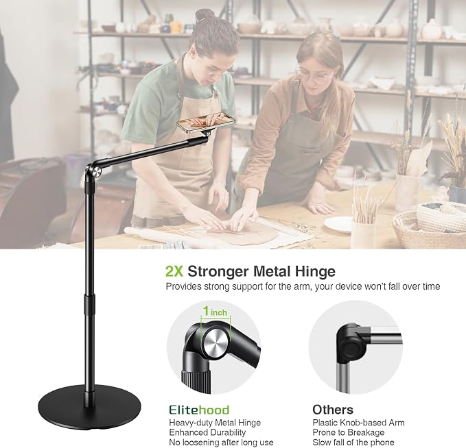 elitehood Magnetic Phone Stand for Overhead Recording, 15 in Long Arm Magsafe