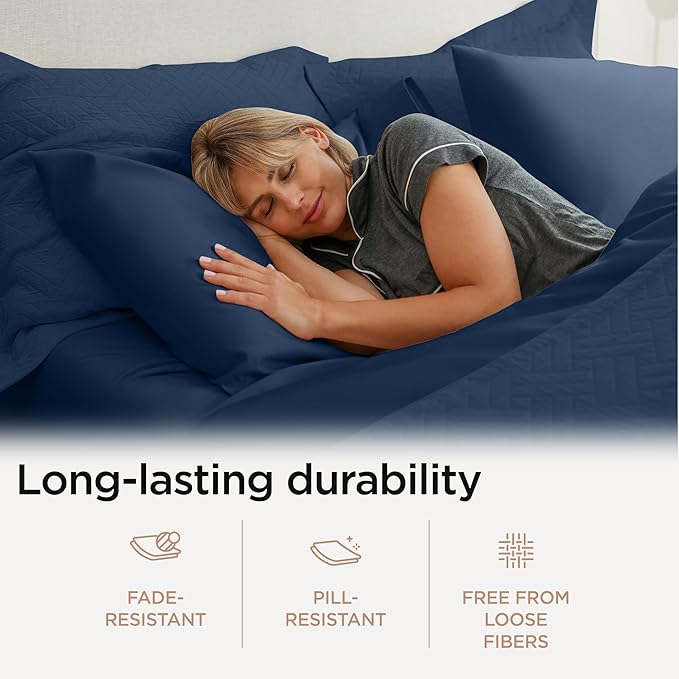 Threadmill Luxury 800 Thread Count King 100% Cotton Sheets - Folkstone Blue Sateen Weave Bed-Sheets, Better Than Egyptian Cotton, 4 Pc Solid Soft Bed Set, Fits 16" Deep Pocket