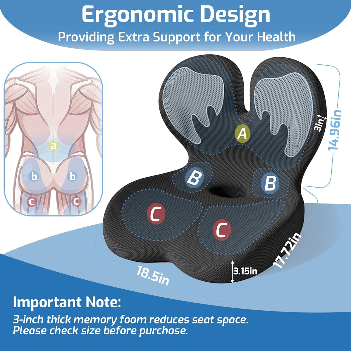 Seat Cushion with Lumbar Support Pillow,Ergonomic Chiar Cushion