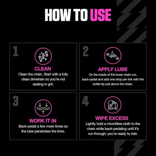 Muc-Off Bio Dry Bike Chain Lube - Wax-Based Formula for Smooth Gear Shifts | Includes Microfiber Cloth