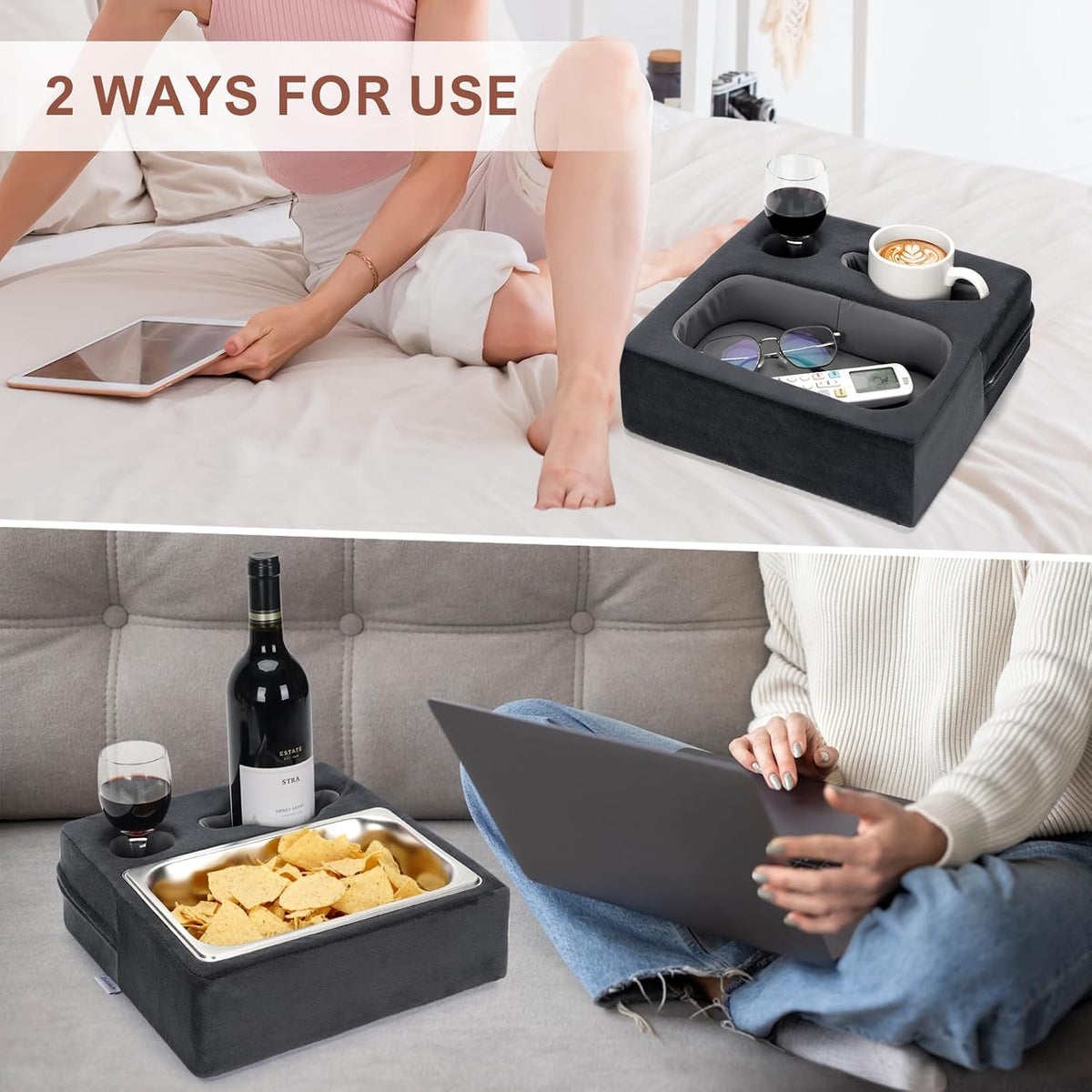 Couch Cup Holder, Couch Caddy, Couch Drink Holder, Bed Cup Tray