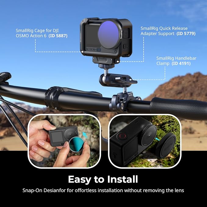 SmallRig Filter Kit for DJI Osmo Action 6, 6 Pack ND8 ND16 ND32 CPL UV 1/4