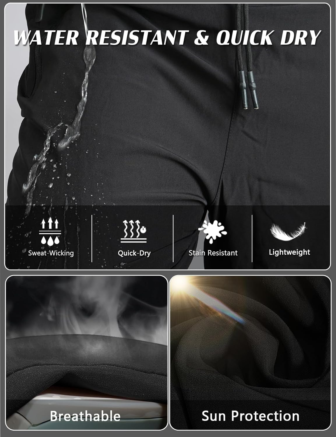 Skiennix Men's Hiking Pants - Water Resistant, Quick-Dry & Lightweight with Zipper Pockets