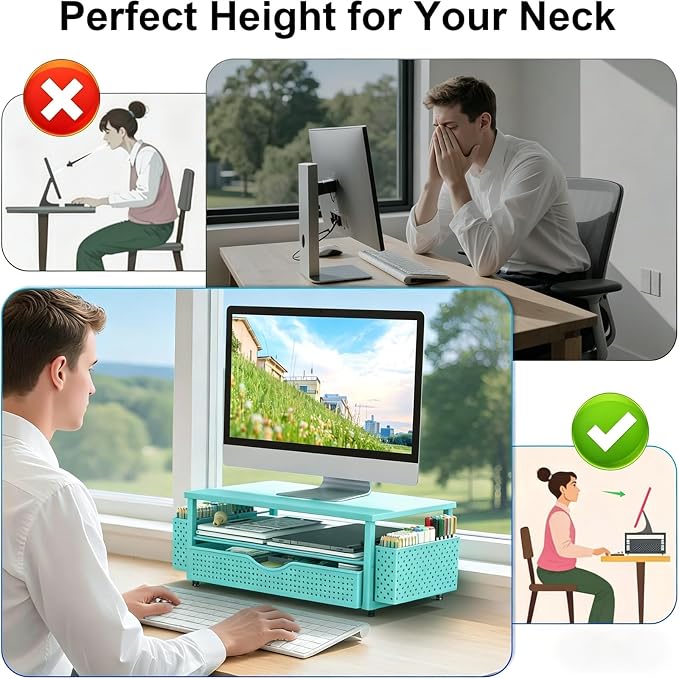 Spacrea Desk Organizer and Accessories, Computer Monitor Stand Riser