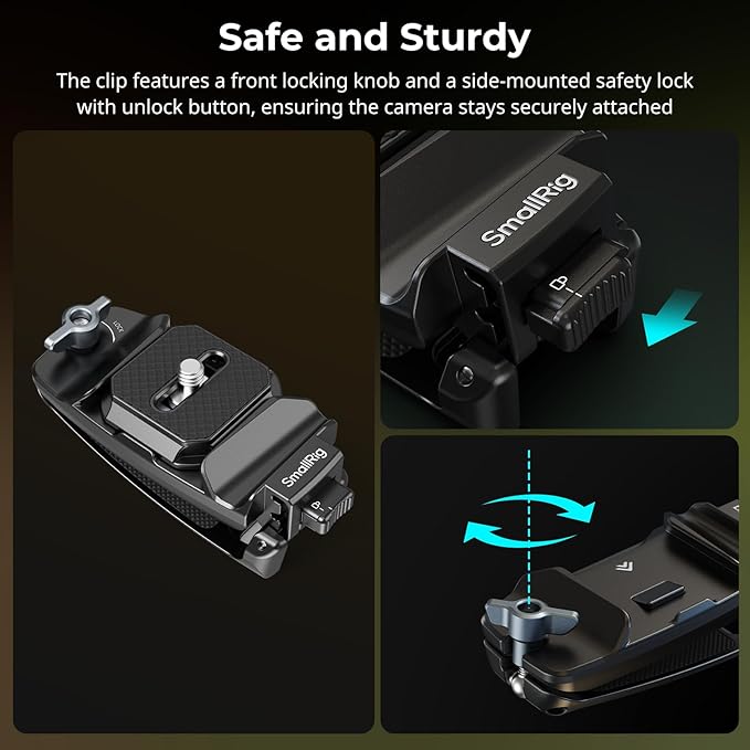 SMALLRIG Camera Clip with Plate, Quick Release System, Max Payload 40kg/88lb