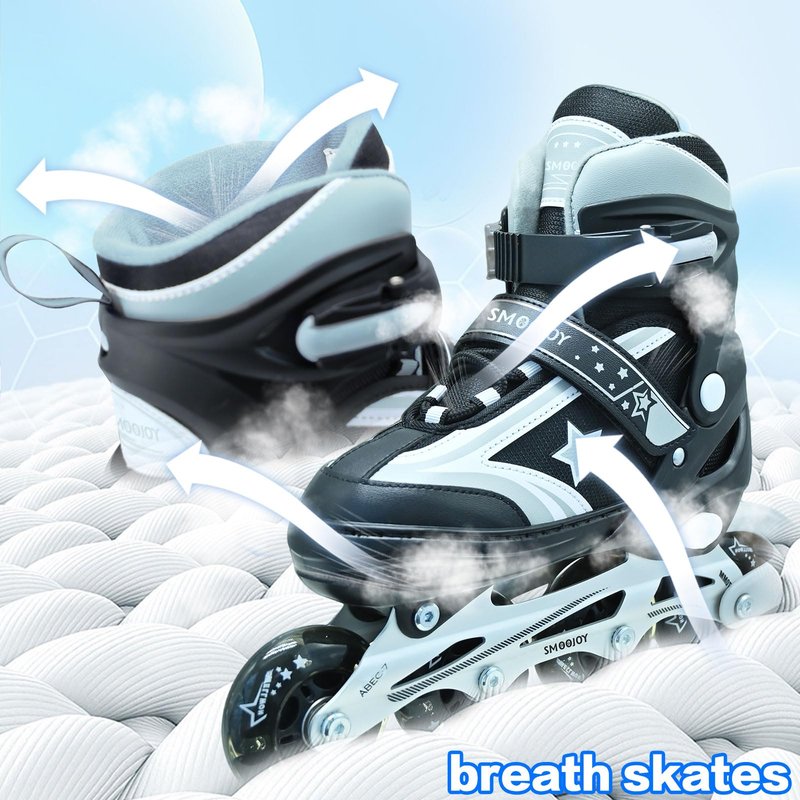 SMOOJOY Kids Inline Skates for Boys, Girls and Youth, All Light-Up Wheels Aluminum Frame Blade Green Skate for Beginners Ages 5-8, Perfect for Indoors and Outdoors